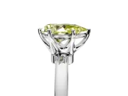 Solitaire Engagement Ring Setting for Fancy Yellow Pear-Shaped Center with Plain Band and Tulip Prong Head in Platinum