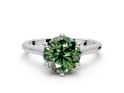 Solitaire Engagement Ring Setting for Fancy Green Round Cut Center with Cathedral Band and Prong Head in Platinum