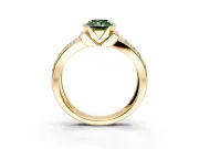 Bezel Engagement Ring Setting for Fancy Green Radiant Cut Center with Wide Channel-Set Band and Bezel Head in Yellow Gold