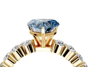 Shared-Prong Engagement Ring Setting for Fancy Blue Heart-Shaped Center with Graduated Accents and Prong Head in Yellow Gold