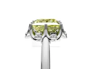 Floral Frame Engagement Ring Setting for Fancy Yellow Princess Cut Center with Accent Clusters and Prong Head in Platinum