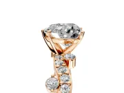 Solitaire Engagement Ring Setting for Heart-Shaped Center with Bar-Station Pave Twist and Prong Head in Rose Gold