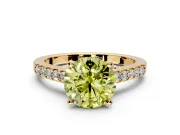 Solitaire Engagement Ring Setting for Fancy Yellow Round Cut Center with Crossover Accents and Prong Head in Yellow Gold