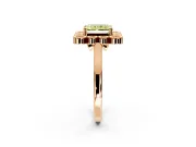 Cluster Halo Engagement Ring Setting for Fancy Yellow Radiant Cut Center with Milgrain Bezel Accents and Prong Head in Rose Gold