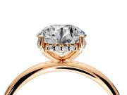 Hidden Halo Engagement Ring Setting for Round Cut Center with Thin Round-Wire Band and Prong Head in Rose Gold