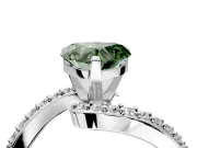 Solitaire Engagement Ring Setting for Fancy Green Heart-Shaped Center with Pave Bypass Swirl Band and Prong Head in Sterling Silver