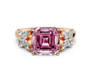 Floral Engagement Ring Setting for Fancy Pink Princess Cut Center with Marquise Cluster Shoulders and Prong Head in Rose Gold