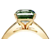 Solitaire Engagement Ring Setting for Fancy Green Asscher Cut Center with Princess Cut Channel Band and Prong Head in Yellow Gold
