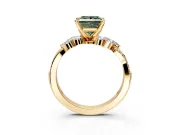 Solitaire Engagement Ring Setting for Fancy Green Princess Cut Center with Marquise Accent Twist Band and Prong Head in Yellow Gold