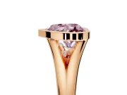 Solitaire Engagement Ring Setting for Fancy Pink Heart-Shaped Center with V Split Shank and Bezel Head in Rose Gold