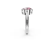 Halo Engagement Ring Setting for Fancy Pink Oval Center with Tapered Plain Band and Prong Head in Platinum