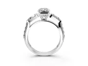 Channel-Set Engagement Ring Setting for Radiant Cut Center with Baguette Band and Prong Head in White Gold