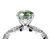 Solitaire Engagement Ring Setting for Fancy Green Oval Center with Marquise Panel Band and Prong Head in Platinum