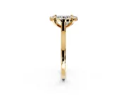 Single Halo Engagement Ring Setting for Round Cut Center with Corner Claws, Plain Band and Prong Head in Yellow Gold