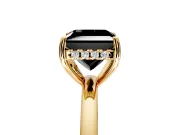 Solitaire Engagement Ring Setting for Fancy Black Princess Cut Center with Fine Wire Band and Prong Head in Yellow Gold