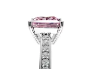 Solitaire Engagement Ring Setting for Fancy Pink Princess Cut Center with Channel-Set Accent Band and Prong Head in White Gold