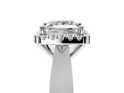 Halo Engagement Ring Setting for Princess Cut Center with Square Band and Prong Head in Platinum