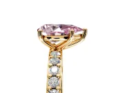 Solitaire Engagement Ring Setting for Fancy Pink Pear-Shaped Center with Round Cut Pave Band and Prong Head in Yellow Gold