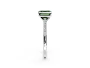 Solitaire Engagement Ring Setting for Fancy Green Asscher Cut Center with Channel Accents and Prong Head in White Gold