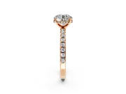 Solitaire Engagement Ring Setting for Round Cut Center with Band of Accents and Prong Head in Rose Gold