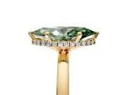 Hidden Halo Engagement Ring Setting for Fancy Green Marquise Center with Plain Band and Tall Prong Head in Yellow Gold