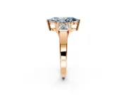 3 Stone Engagement Ring Setting for Fancy Blue Marquise Center with Matching Side Accents and Prong Head in Rose Gold