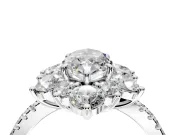 Floral Halo Engagement Ring Setting for Marquise Center with Pave Accents and Prong Head in Platinum