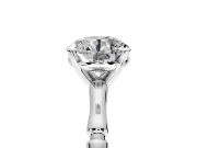 Solitaire Engagement Ring Setting for Round Cut Center with Bamboo Band and Prong Head in White Gold