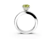 Solitaire Engagement Ring Setting for Fancy Yellow Round Cut Center with Channel-Set Accents and Prong Head in Platinum