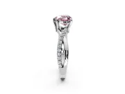Solitaire Engagement Ring Setting for Fancy Pink Heart-Shaped Center with Half-Pave Crossover Band and Prong Head in Sterling Silver