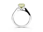 Solitaire Engagement Ring Setting for Fancy Yellow Asscher Cut Center with Channel Accents and Prong Head in Sterling Silver
