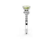 Solitaire Engagement Ring Setting for Fancy Yellow Princess Cut Center with Crossover Accents and Prong Head in Sterling Silver