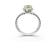 Halo Engagement Ring Setting for Fancy Yellow Oval Center with Rope Twist Split Shank and Prong Head in Platinum