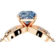Solitaire Engagement Ring Setting for Fancy Blue Cushion Cut Center with Criss-Cross Accent Band and Prong Head in Rose Gold