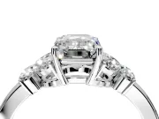 Solitaire Engagement Ring Setting for Emerald Cut Center with Marquise Flower Shoulders and Prong Head in Platinum