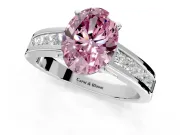 Solitaire Engagement Ring Setting for Fancy Pink Oval Center with Princess Cut Channel Band and Prong Head in Platinum