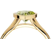 Solitaire Engagement Ring Setting for Fancy Yellow Heart-Shaped Center with V Split Shank and Bezel Head in Yellow Gold