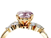 Solitaire Engagement Ring Setting for Fancy Pink Oval Center with Marquise Accent Twist Band and Prong Head in Yellow Gold