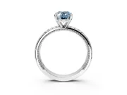 Solitaire Engagement Ring Setting for Fancy Blue Oval Center with Milgrain X Pattern Band and Prong Head in Sterling Silver