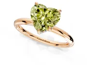 Hidden Halo Engagement Ring Setting for Fancy Yellow Heart-Shaped Center with Thin Rounded Band and Prong Head in Rose Gold