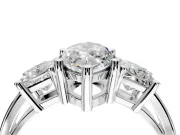 3 Stone Engagement Ring Setting for Marquise Center with Matching Side Accents and Prong Head in Sterling Silver