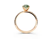 Solitaire Engagement Ring Setting for Fancy Green Pear-Shaped Center with Micro Pave Band and Prong Head in Rose Gold