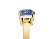 Solitaire Engagement Ring Setting for Fancy Blue Cushion Cut Center with Plain Band and Flat Tab Prong Head in Yellow Gold