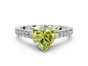 Solitaire Engagement Ring Setting for Fancy Yellow Heart-Shaped Center with Crossover Accents and Prong Head in Platinum
