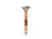 Solitaire Engagement Ring Setting for Fancy Blue Oval Center with Scrollwork Band and Prong Head in Rose Gold