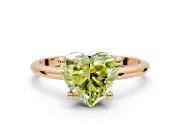 Minimalist Solitaire Engagement Ring Setting for Fancy Yellow Heart-Shaped Center with Thin Band and Prong Head in Rose Gold