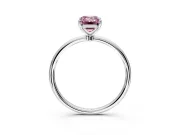 Solitaire Engagement Ring Setting for Fancy Pink Emerald Cut Center with Straight Thin Band and Prong Head in White Gold