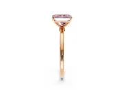 Solitaire Engagement Ring Setting for Fancy Pink Radiant Cut Center with Straight Thin Band and Prong Head in Rose Gold