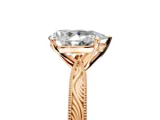Solitaire Engagement Ring Setting for Pear-Shaped Center with Engraved Milgrain Band and Prong Head in Rose Gold
