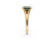 Solitaire Engagement Ring Setting for Fancy Green Asscher Cut Center with V Split Shank and Bezel Head in Yellow Gold